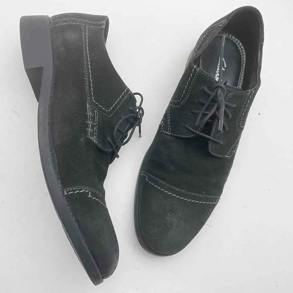 Clarks Mens Black Suede Oxford Dress Shoes Lace Up‎ Comfort Business Casual 8.5M